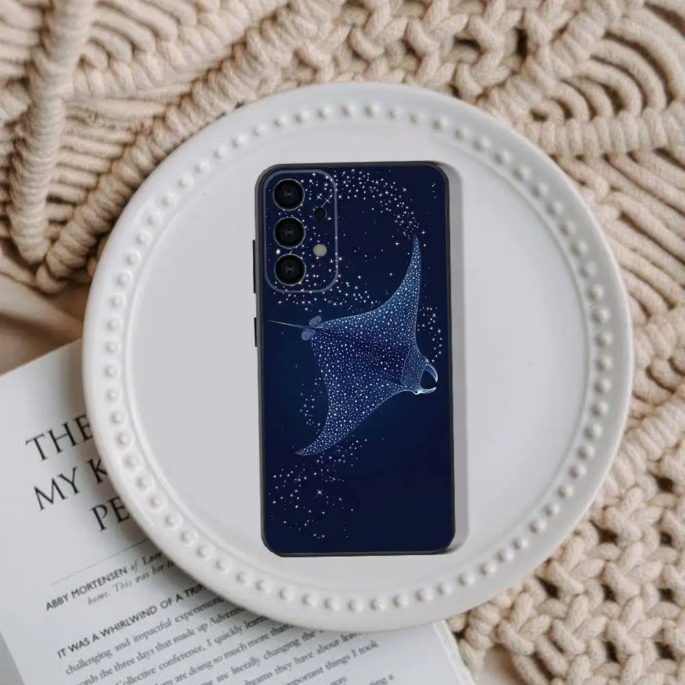 Manta Ray Ocean Animal Phone Case For Samsung Galaxy A73,31,32,72,41,53,52,71,22,5G,Note,J7,8,9 Soft Black Cover