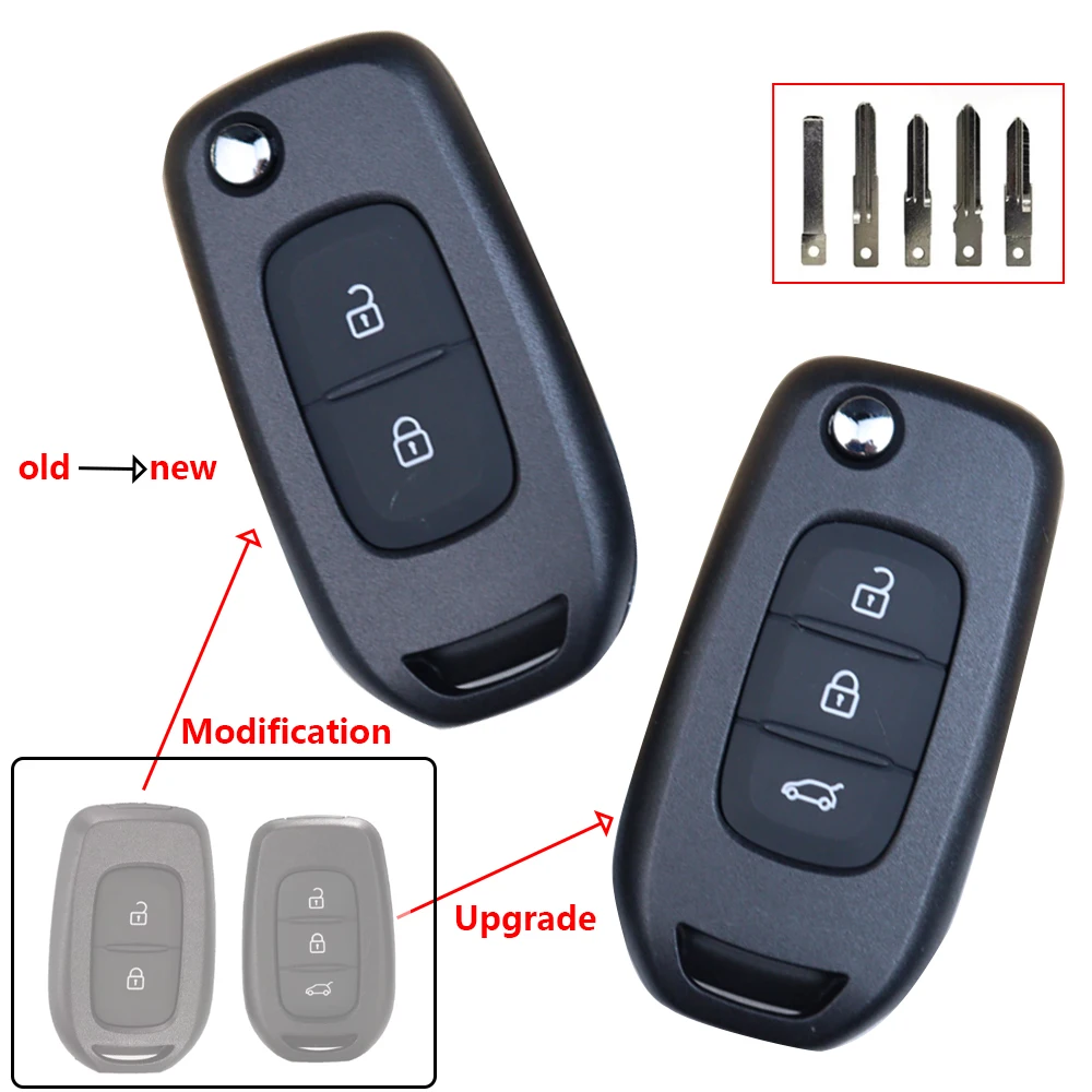 Upgrade Modification Car Key Fob Case Shell Housing for Renault Dacia Logan Sandero Lodgy Dokker Duster Megane 4 3 Captur Symbol