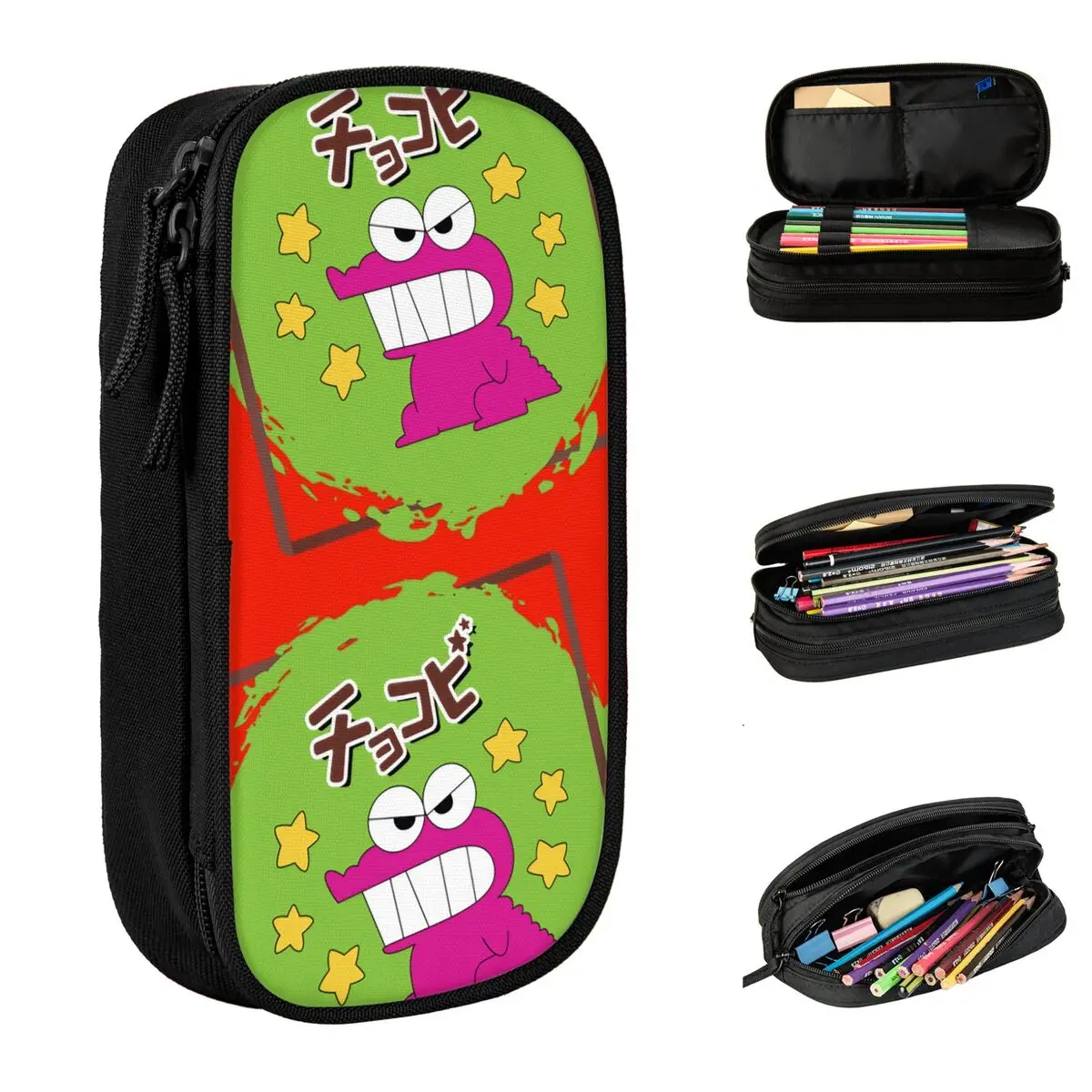 Crayon Shin-chan   Chocobi Snack Logo Pencil Cases Creative Pen Bag Student Large Storage Office Cosmetic Pencilcases