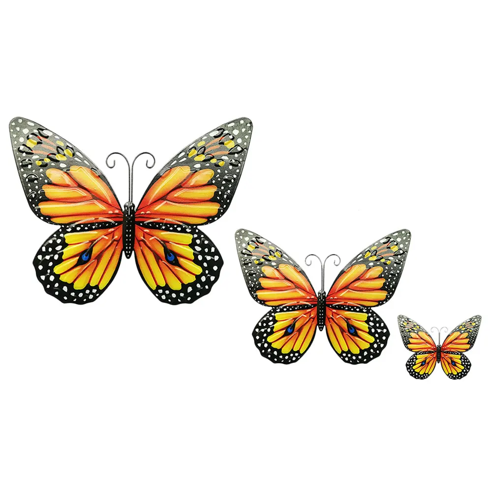 

3pcs Butterfly Sculpture Iron Decor Durable Resistant Creative Shape Home Decoration Fresh Look Space Metal