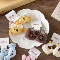 Kids Hair Accessories 1 Pair 3D Bunny Duck Scrunchies Plush Material Embroidery for Toddlers - Image 6