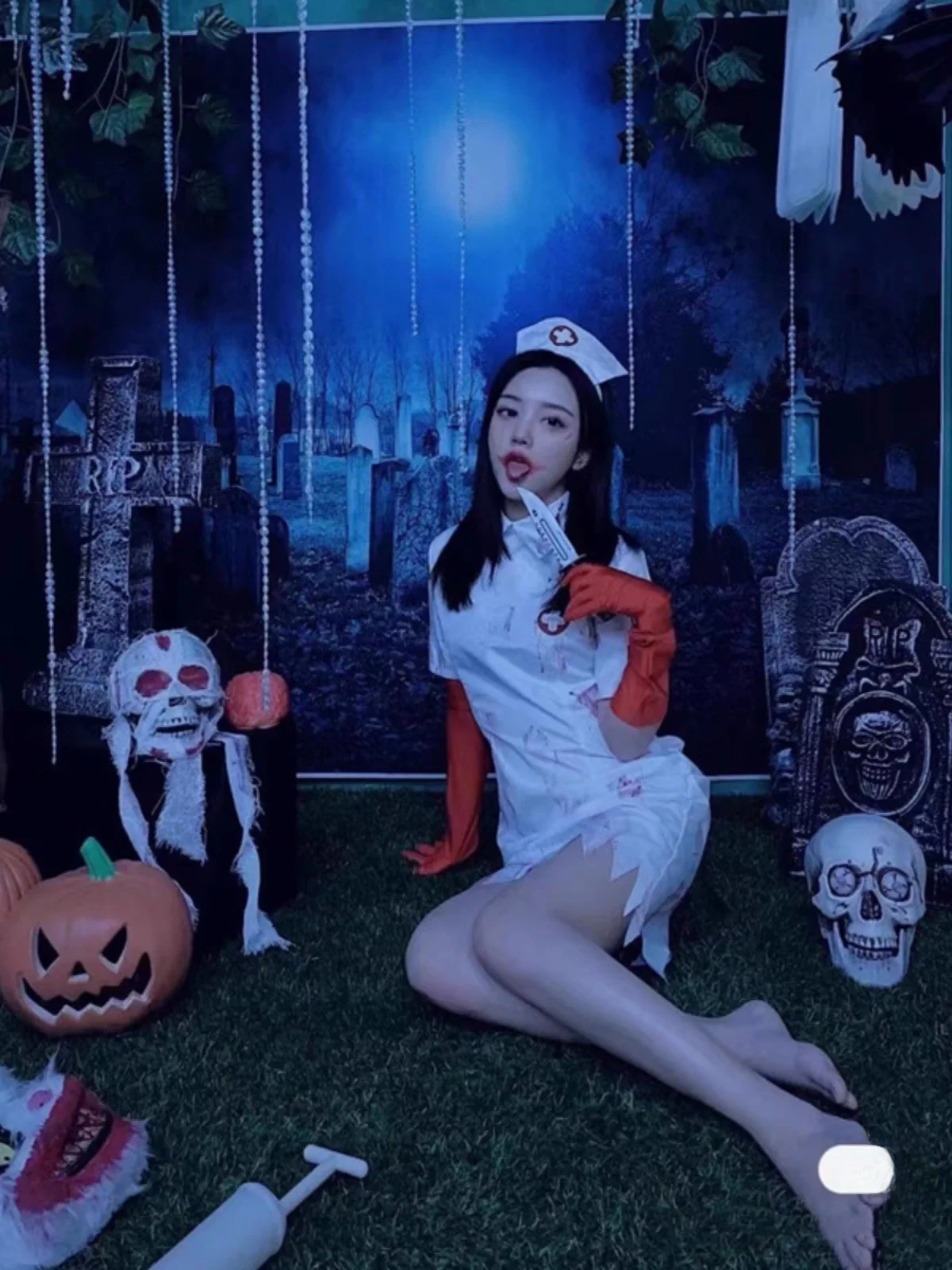 

Женский костюм на Хэллоуин «Зомби невесты» Bloodthirs, медсестра, танцевальный наряд ужасов, сценический костюм из полиэфирного волокна