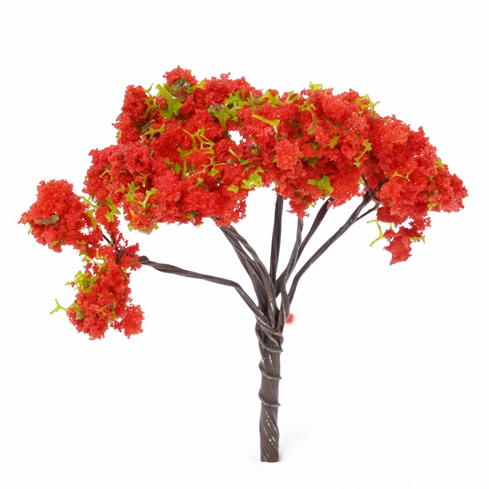 Enhance Your Outdoor Landscape with 10X Red Flowers Model Trees, 4cm Height, Suitable for Psychological Teaching Materials