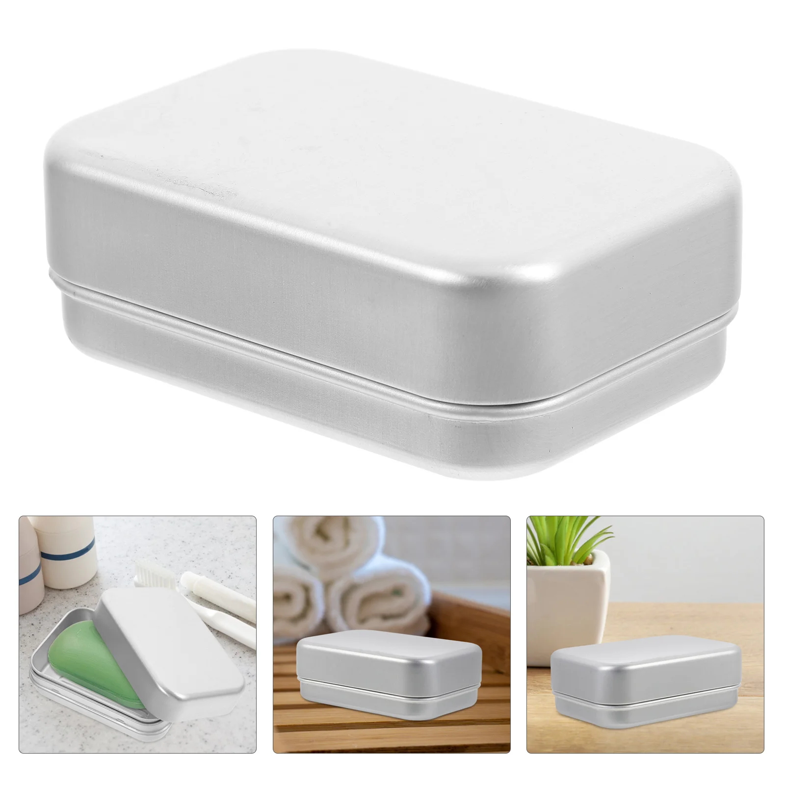 

Japanese Aluminum Box 180ml Square Travel Soap Dish Leakproof Lid Portable Bar Soap Holder Metal Storage Tray Silver 1 PCS