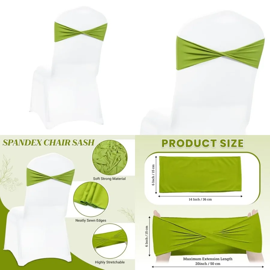 

Pack of Spandex Chair Sashes Bows Without Buckle Stretch Elastic Banquet Universal Folding Chair Band Tie with for Wedding Part
