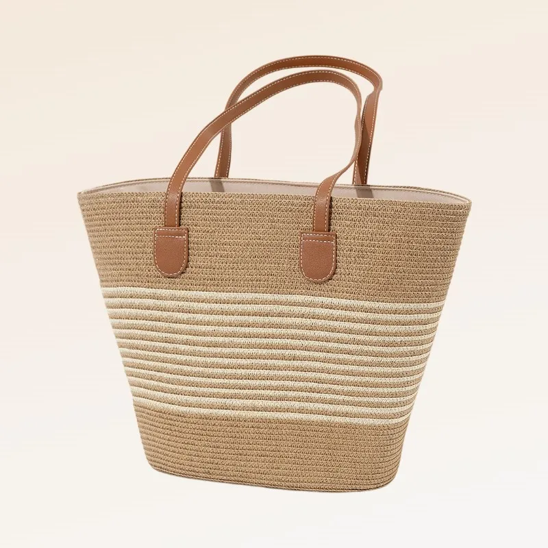 New Vintage Large Capacity Straw Woven Bucket Bag Women Shoulder Handheld Underarm Shopping Beach Bag