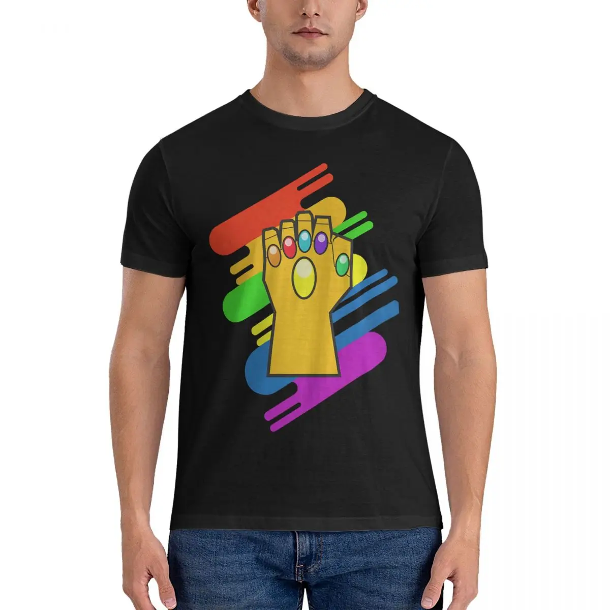 Men's Minimalistic T Shirt Infinity Gauntlet Cotton Tops Fashion Short Sleeve Crewneck Tee Shirt Graphic T-Shirts