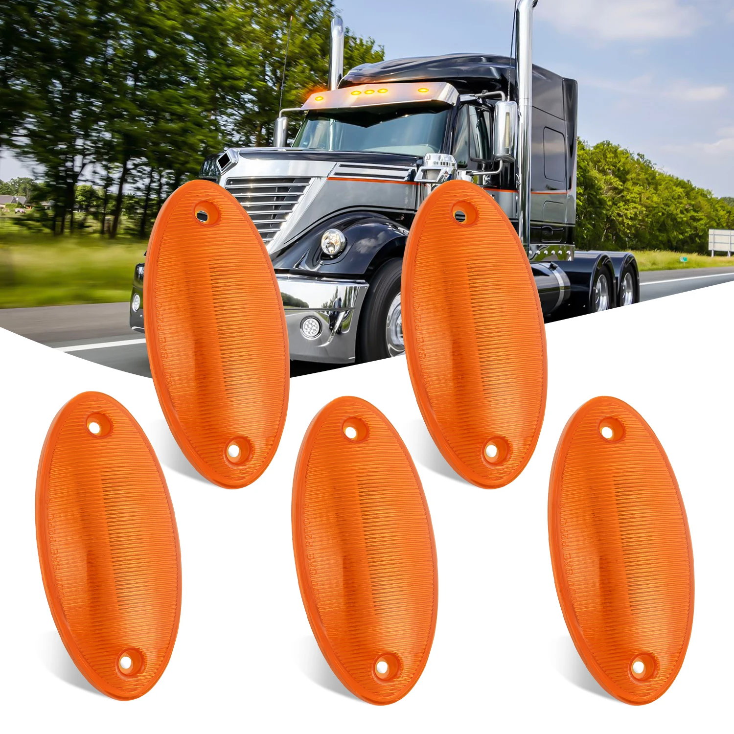 

Nilight Cab Roof Marker Light 5 PCS 4 LED Amber Top Clearance Indicator Lights Waterproof Surface Mount for Heavy Duty Trucks Trailer RV Camper Tractor