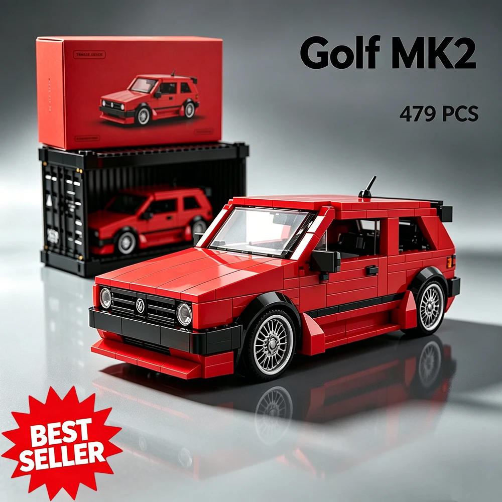 Kreative Rote Golf MK2 Auto-Bausteine MOC Hochgeschwindigkeitsfahrzeug-Modell Bausteine High-Tech-Ideen Spielzeug-Set Sammlung DIY Geschenk für Kinder und Erwachsene
