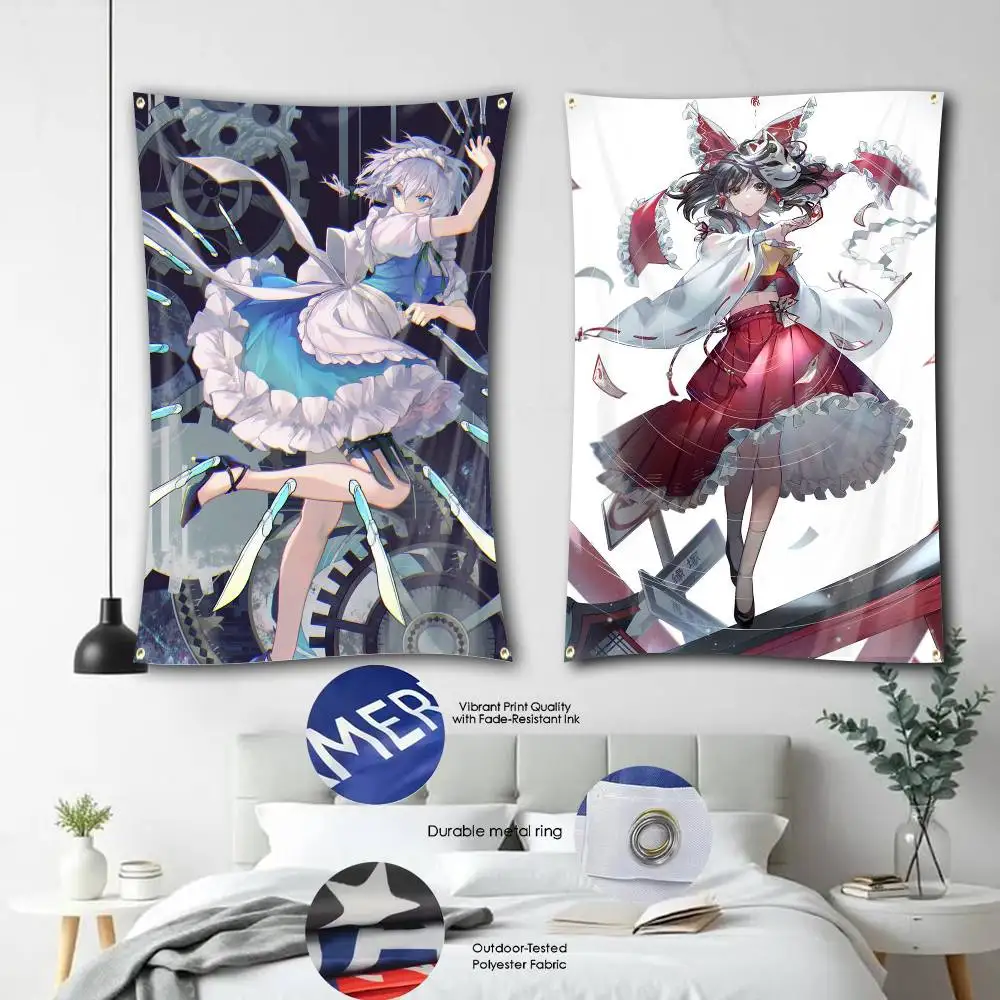 

Game T-Touhou ProjectS CharacterS Flag Tapestry Banner for Bedroom Living Room Outdoor Camping Custom Supported