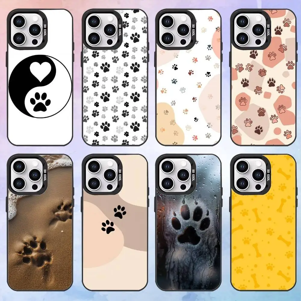 

cute dog paw prints Phone Case For iPhone 16,15,14,17,13,12,11,Mini,Pro,MAX,Black Matte Silicone Cover