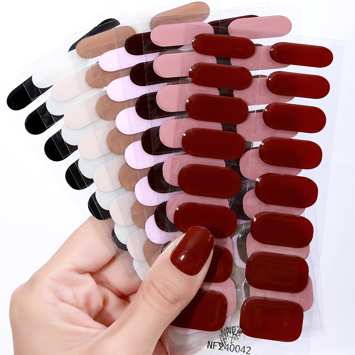 16Tips Semi-Cured Gel Nail Sticker Solid Color Full Cover Gel Nail Strips UV/LED Lamp Long Lasting Gel Nail Wraps Nail Decor