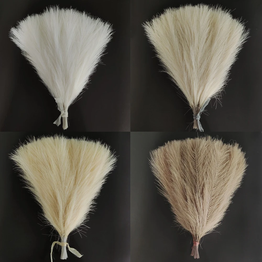 10pcs Artificial Pampas Grass Fluffy Reed Fake Plant for Birthday Wedding Home Party Vase Decoration Flower Bouquets DIY Crafts