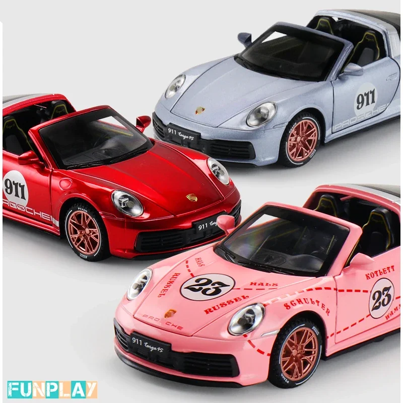 1/32 Alloy Model Car Porsche 911 Miniature 1/32 Die Cast Car Model Targa 4S Toy For Boy Kids Gift Hobby Metal Simulation Car