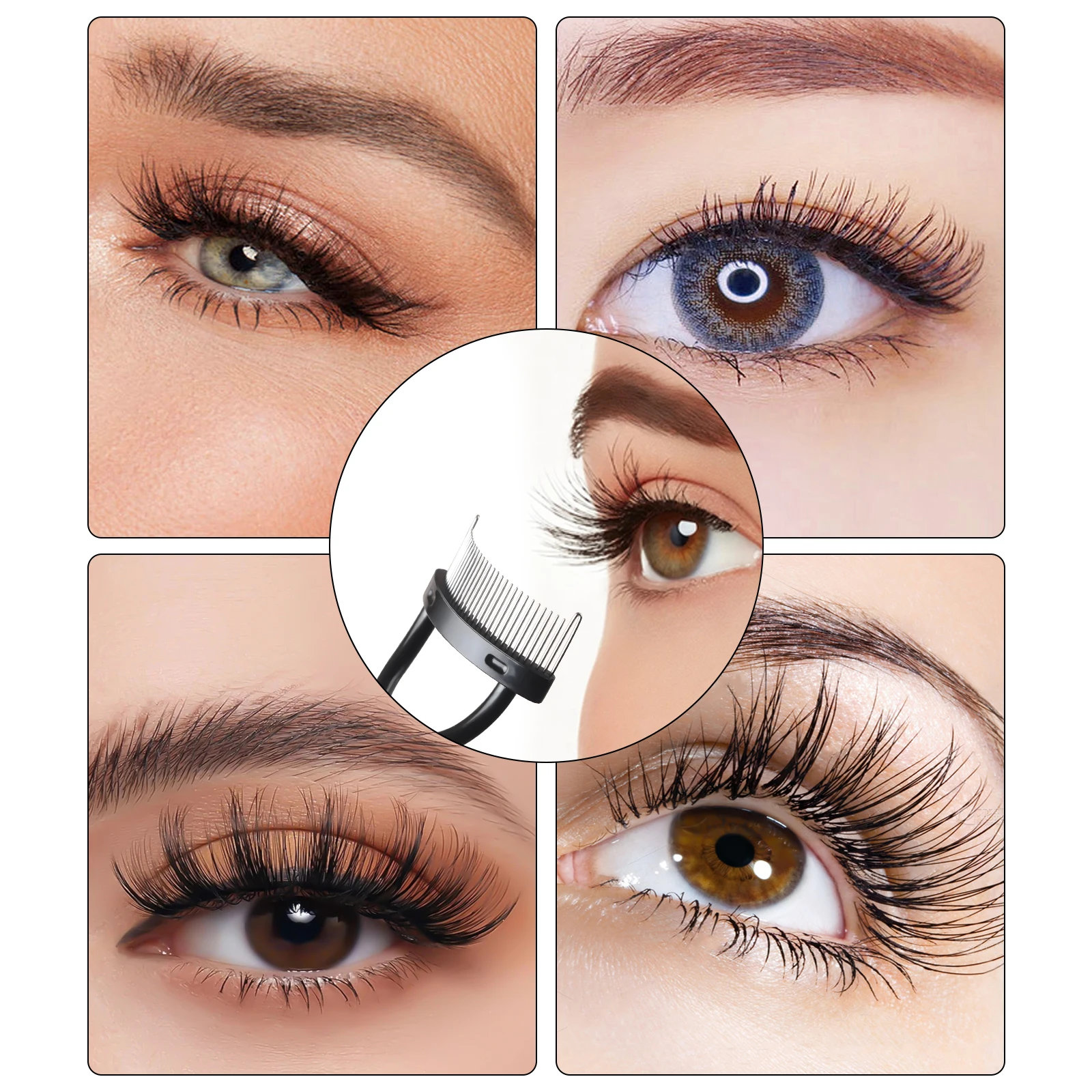 Modelador de cílios de aço inoxidável, separador de cílios dobrável, escova de metal, pente, rímel, curvatura, beleza, maquiagem, ferramenta cosmética