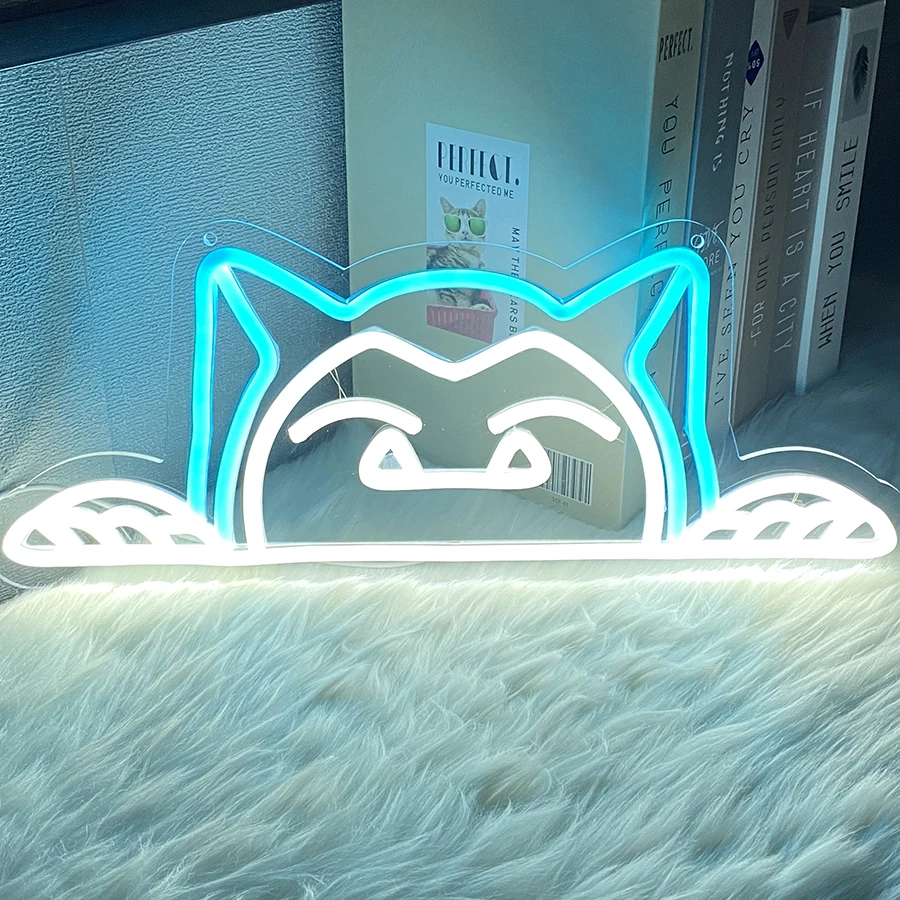 Cat Neon Sign for Wall Decor,Anime Cat Night Light for Living Room,Girls Bedroom,Pet Shop,Game Room, Man Cave, Birthday Gift