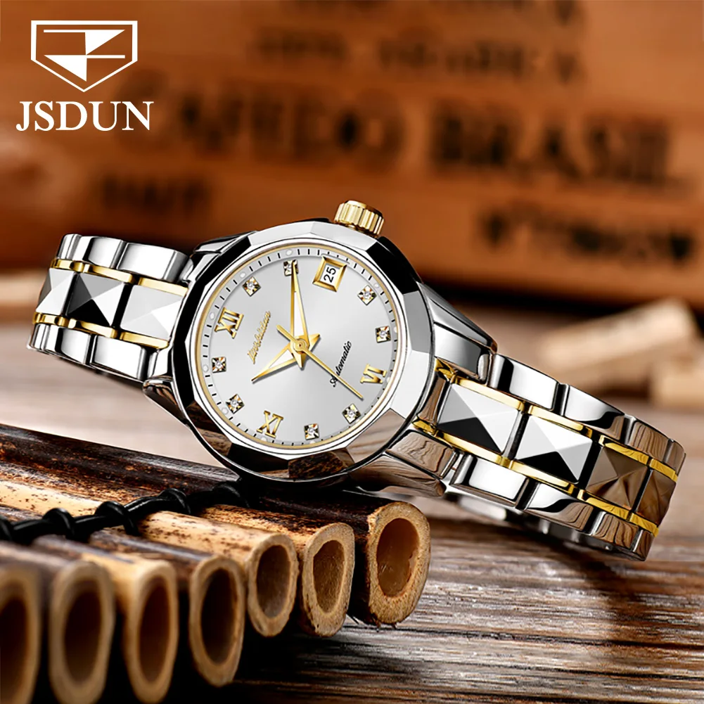 JSDUN Elegant Automatic Mechanical Watch for Women Waterproof Calendar Fashion Lady Wrist Watch Top Brand Luxury Women\'s Watch