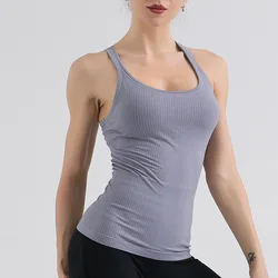 Yoga Vest Women Casual Dance Training Sports Underwear Bra With Chest Cushion Running Gym Corset Athletic Crop Top