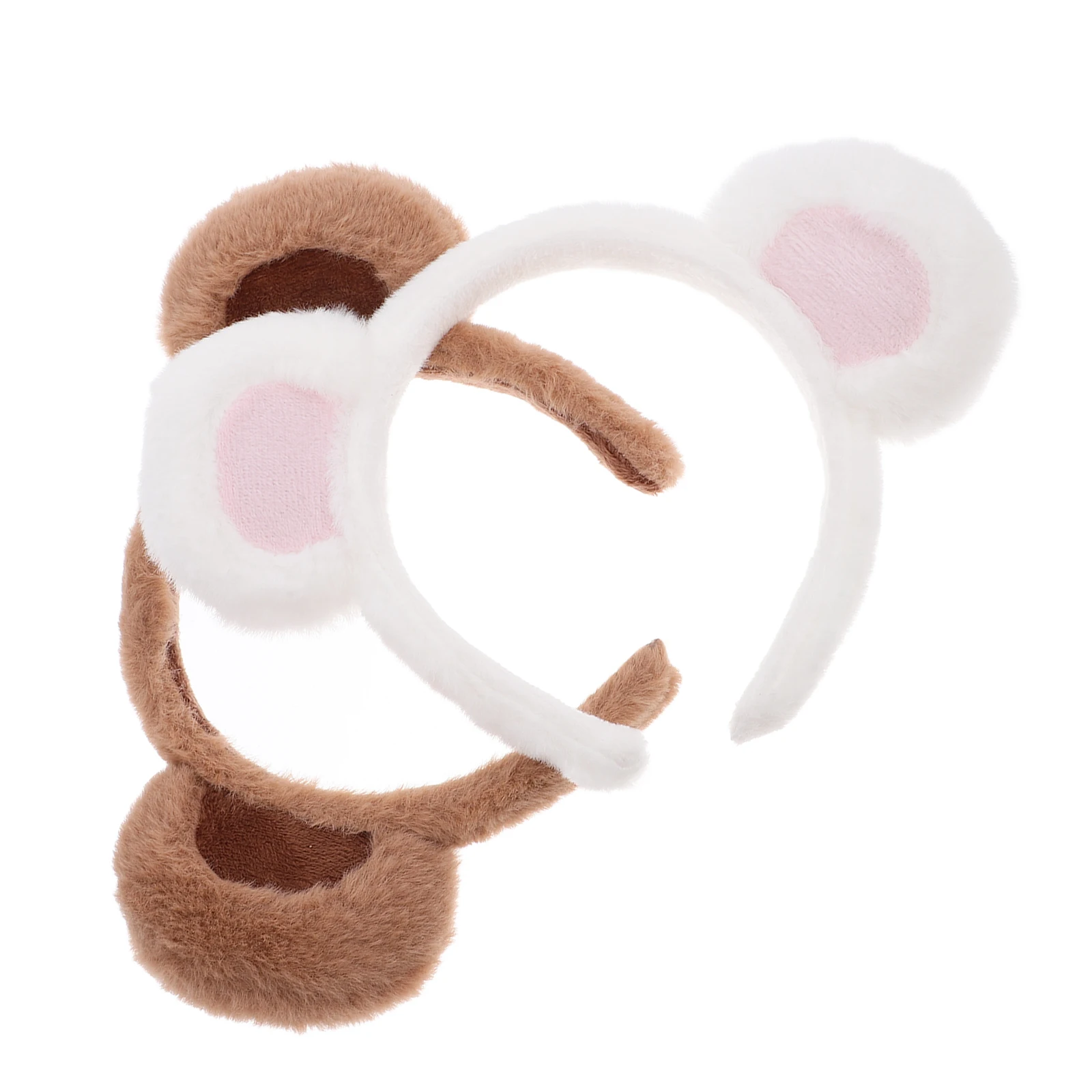 

2pcs Bear Headb Adjustable Animal Spa Bear Ear Headb Ear Hairb for Makeup Washing Face Cosplay Party Hat Brown Pink