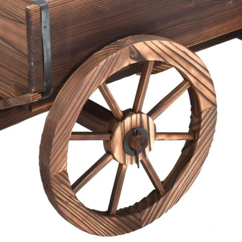 

Wood Wagon Planter Pot Stand with Wheels