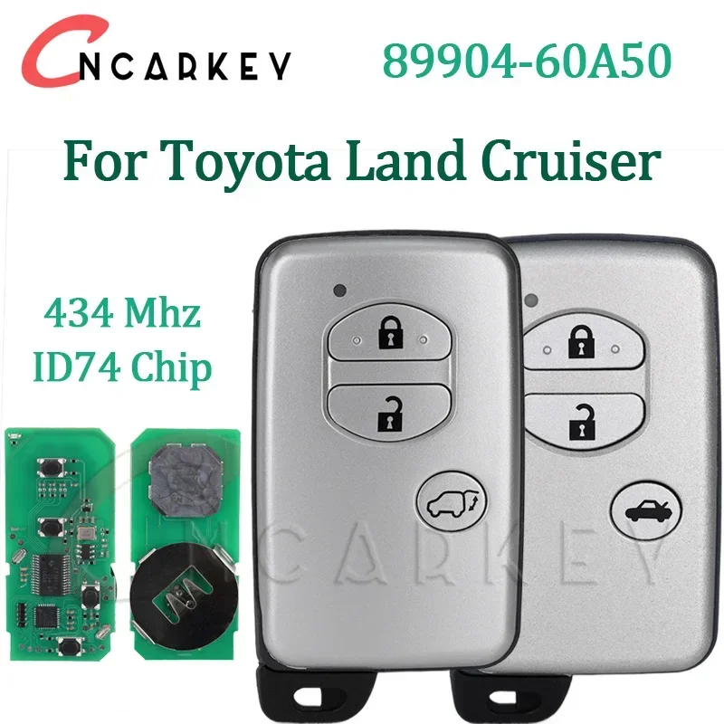 

Бесключевой запуск для Toyota Land Cruiser Prado 2010+ F433 Smart Key B74EA P1 98 Chip 4D-67 FCCID 89904-60A50 3 кнопки без ключа