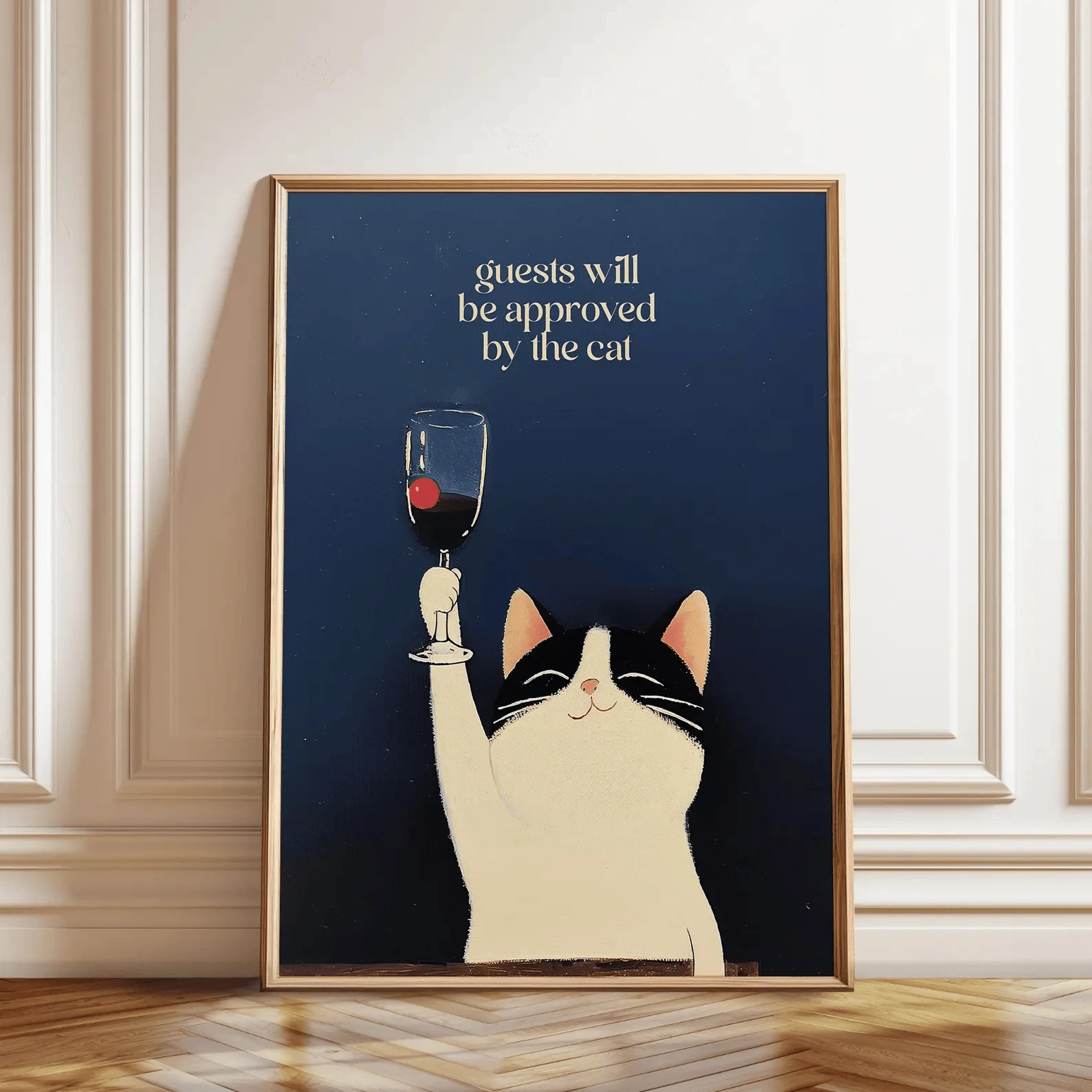 1pc frameless Cat and Wine Art Poster - Humorous Cat Wall  - Funny Cat Wall Art Gift for Cat Lover and Enthusiast - Poster