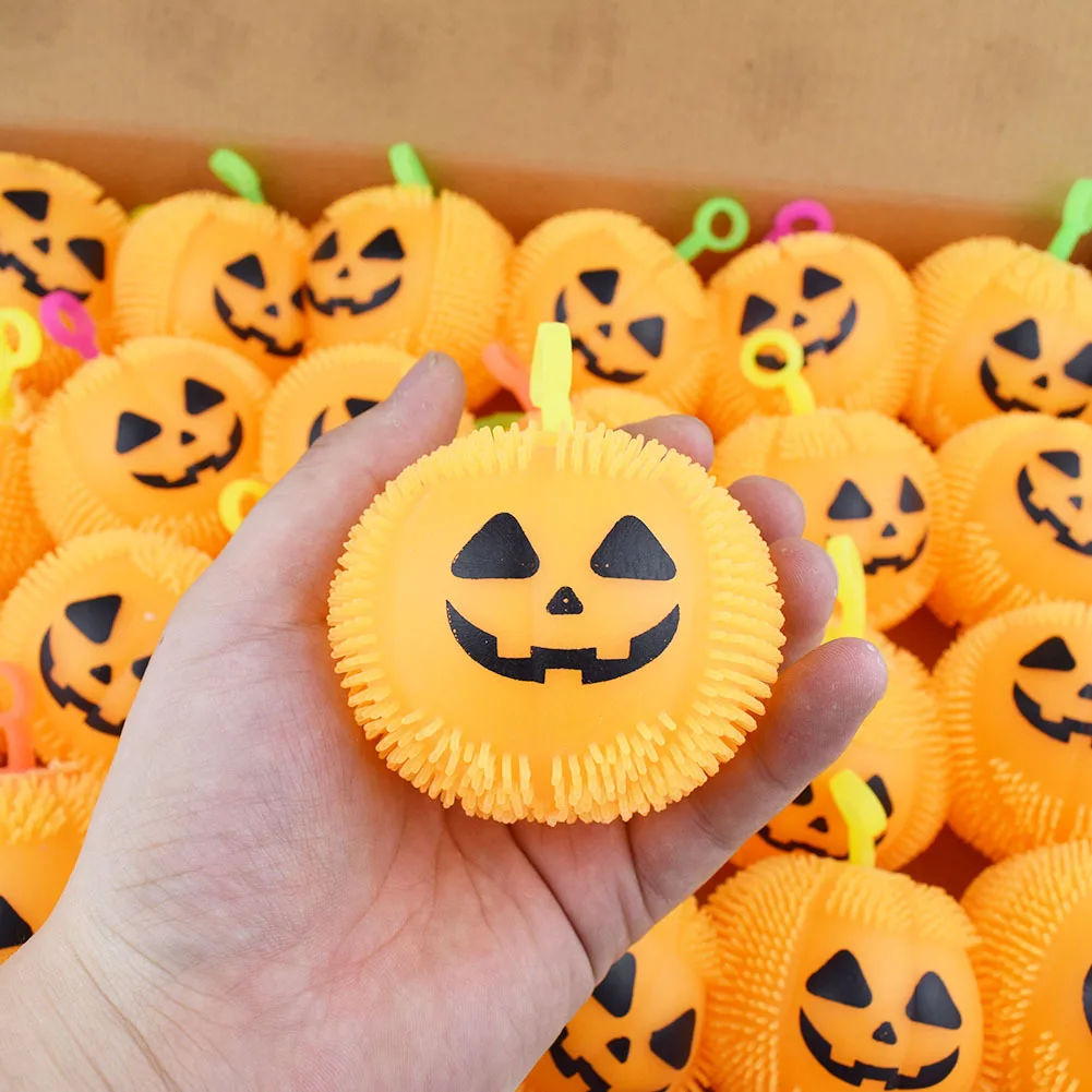 5Pcs Halloween Glow Plush Toy Children and Adults Stretch Decompression Vent Props Simulation Pumpkin Lantern Holiday Decoration