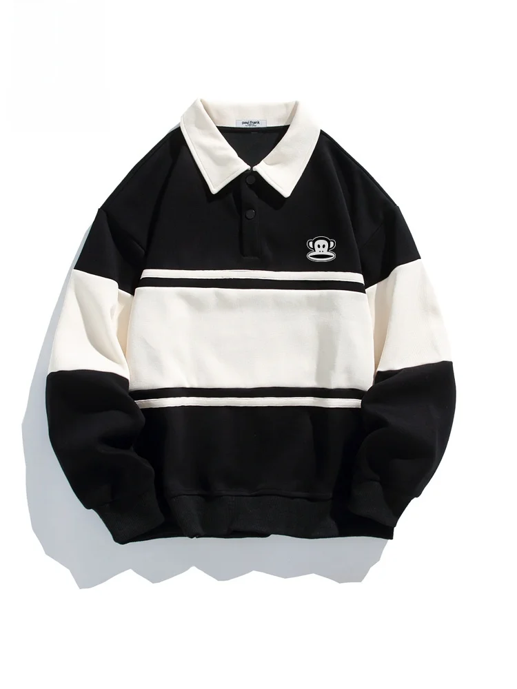 

Свитшот PaulFrank свободного кроя для мужчин, осенний сезон, повседневный дизайн с цветовыми блоками, удобная ткань из смесового хлопка