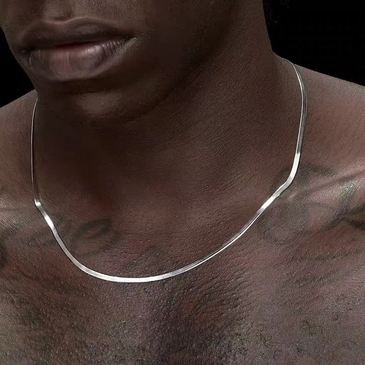 Collar de cadena de serpiente plana de acero inoxidable de 3MM, collar Simple de acero de titanio de Hip Hop para hombre, collar de joyería de moda para mujer
