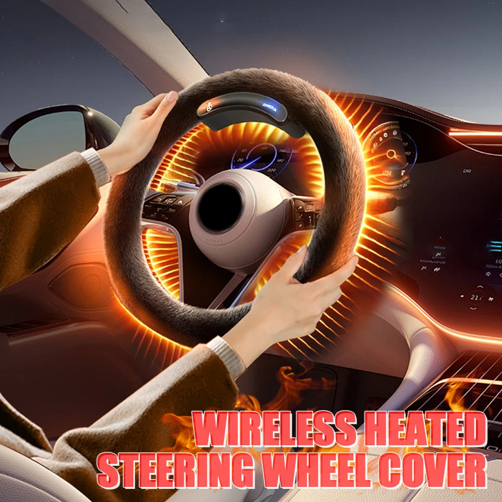 Heated Steering Wheel Cover Quick Hand Warmer for Cars Trucks Vans Car Accessories Winter Universal Fit Steering Wheel Protector