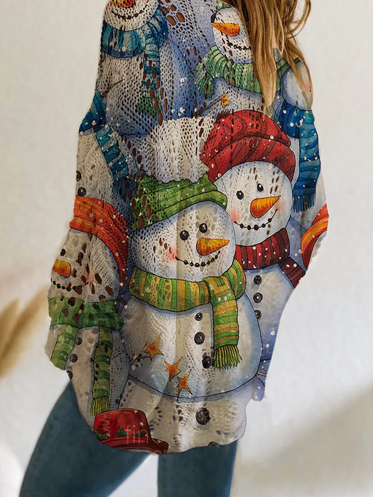 

Autumn New O-neck Commute Jumpers Lady Fashion Pattern Printed Long Sleeve Sweater Leisure Lady Loose Mesh Hollow Out Pullovers