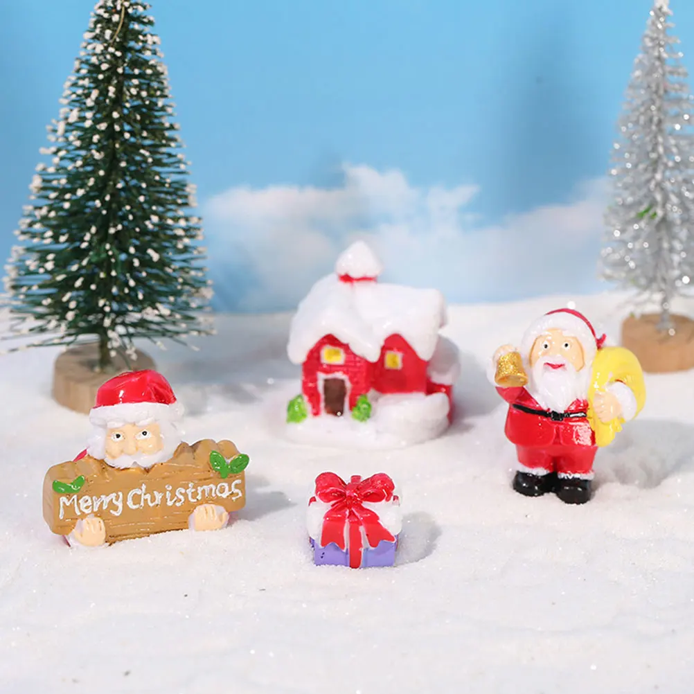 

8pcs Miniature Santa Claus Snowman Statue Resin Figurines Xmas naments Home Storage Decor Indoor Outdoor Accessories