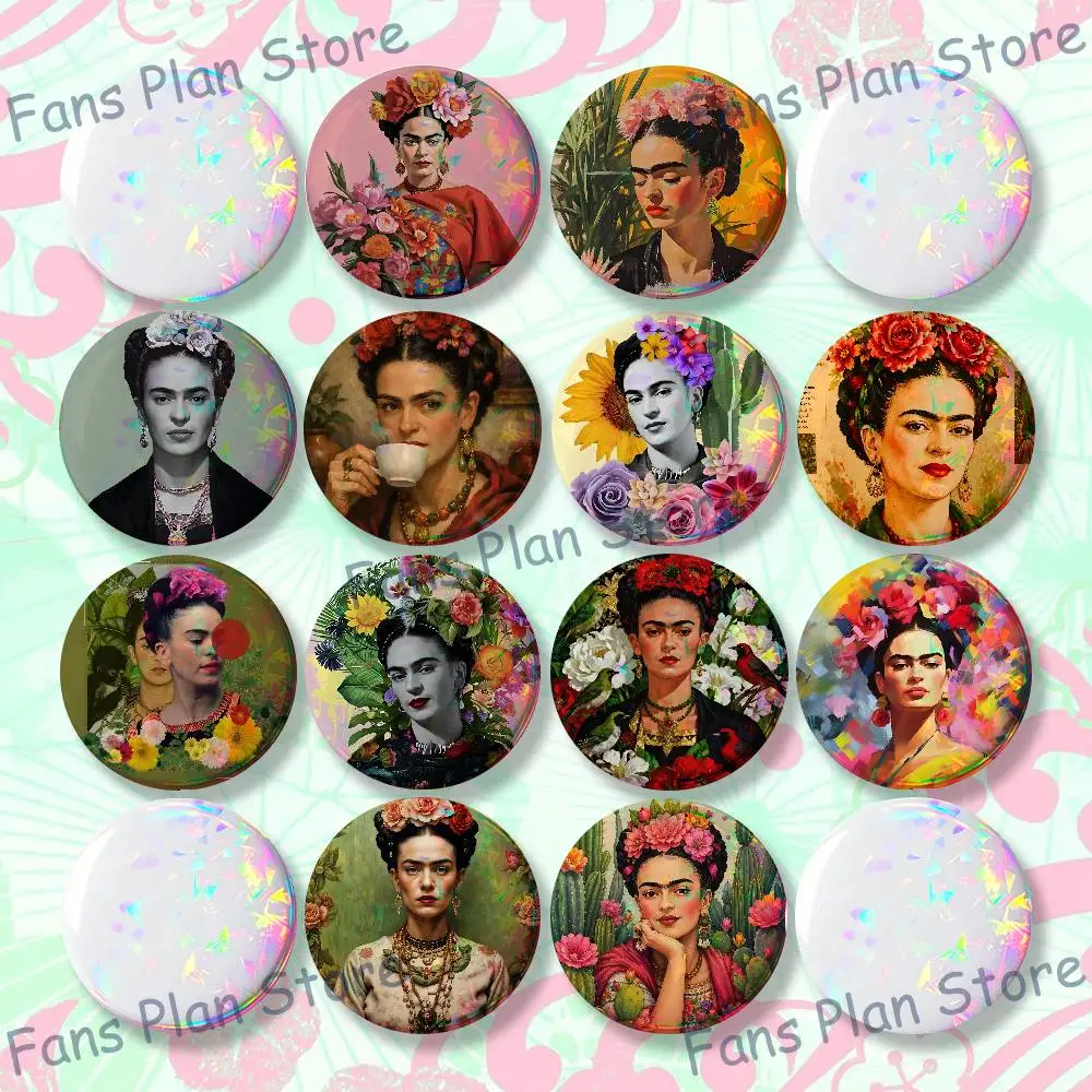 Fashion F-FridaS-S K-Kahlo 22mm,32mm,42mm,58mm,75mm Round Badge Brooch For Various Clothing Backpacks Jewelry Accessories Gift
