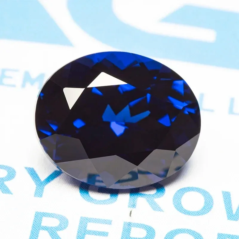 Lab Grown Sapphire Oval Shape Royal Blue Color Charm Gemstones for Diy Jewelry Making Materials Certificate