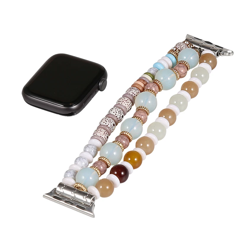 Fashion Women Beads Strap for Apple Watch Band Series 7 6 se 5 4 3 Jewelry loop Bracelet for IWatch 45mm 40/44/38/42mm 41mm Belt