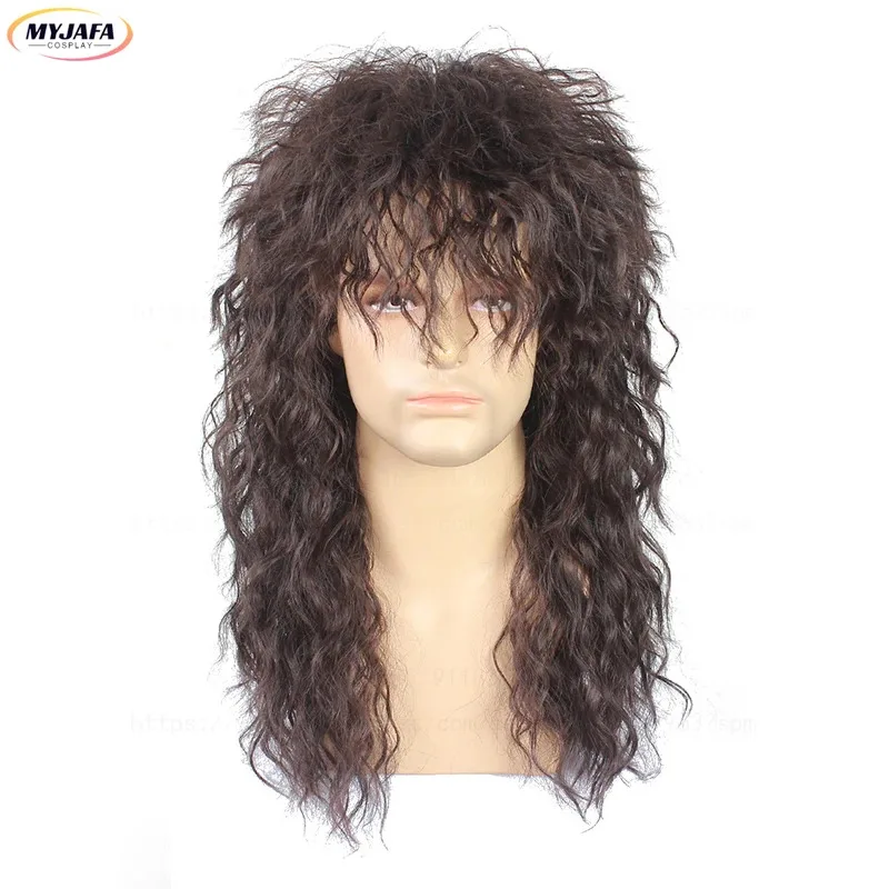 ABC12370s 80s Rockstar شعر مستعار تأثيري الروك أسود براون شعر أشقر فاسق رقيق متعرج حفلة الهالوين البوري الباروكات Rocx ؛ 3,f'6,h.7;j #4