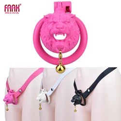 FAAK Strap-ons Light Cock Cage Monster Head Design Plastic Chastity Cage With Bell BDSM Sex Toys For Men Adult Products