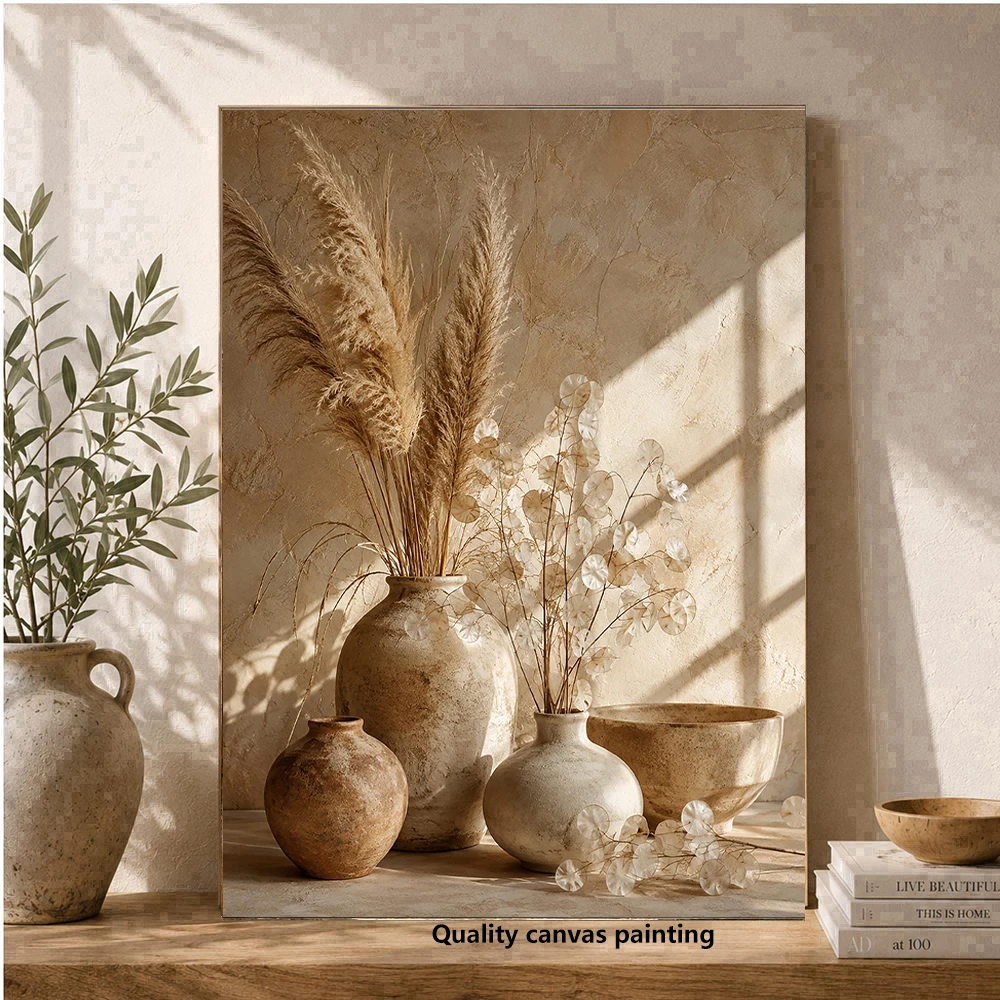 Mediterranean art - Sunlit Ceramics,  Print,  Canvas Print Painting, Modern Home Living Room, Bedroom Decor, No Frame