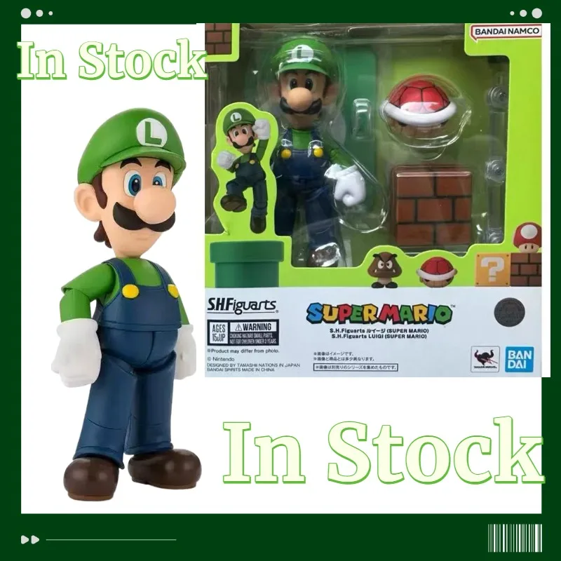 

In Stock BANDAI S.H.Figuarts SHF Super Mario Luigi Action Figures Desktop Decoration Models Toys Figures Anime Characters