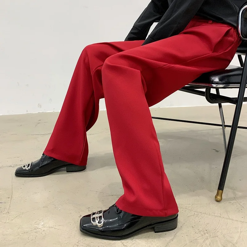 

Spring Faionable Men's Loose Straight Leg Pants Korean Sle Chic Wide Leg Trousers Casual Long Pants Cool Sle Pure Color