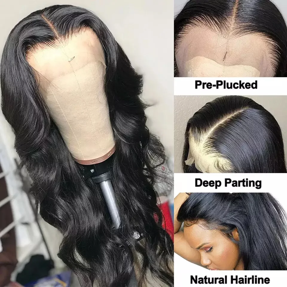 Body Wave Lace Frontal Wigs 100% Virgin Brazilian Hair 13x6 HD Lace 220 Density 18 24 32 Inch Fast US Shipping Daily Delivery