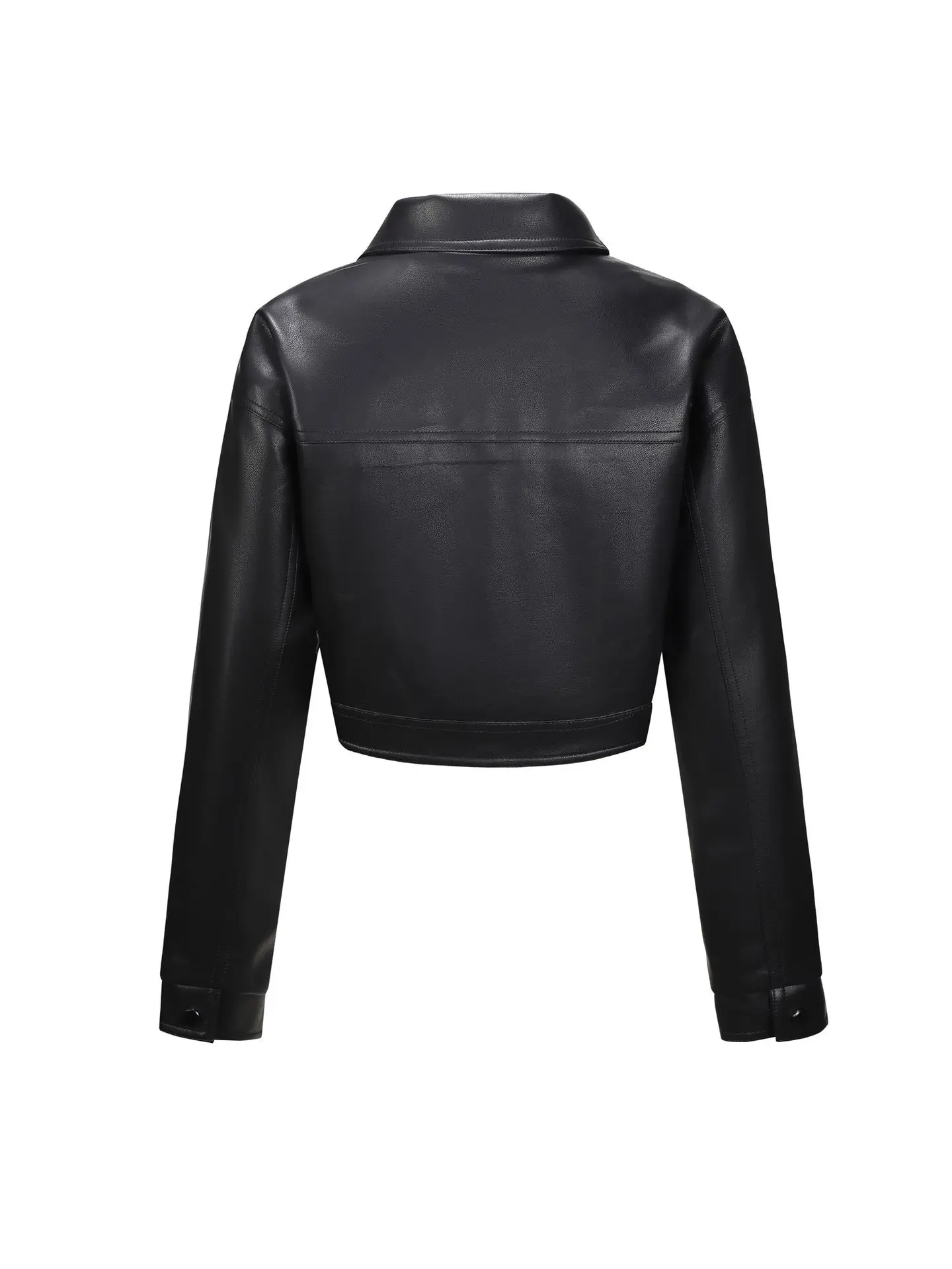 High-End Women's Form-Fitting PU Jacket with Zipper Top Lapel Autumn Collection 2025