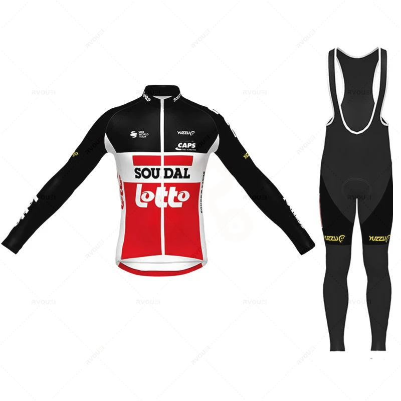 Lotto Soudal Autumn Cycling Clothing Set Road Bike Clothes Long Sleeve Jersey MTB Uniform Bicycle Bib Pants Riding Sport Shirt