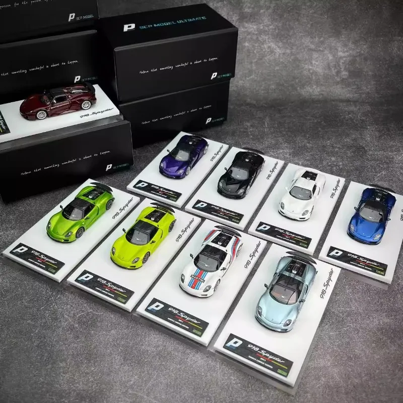 В наличии 1:64 918 Spyder литая миниатюрная модель автомобиля-симулятора из смолы, праздничная подарочная игрушка для мальчиков, декоративный предмет для взрослых.