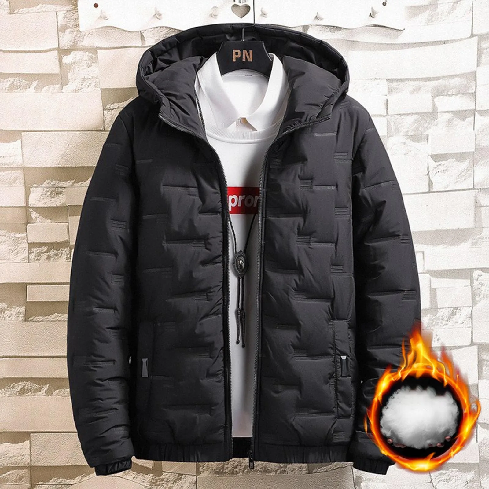 Chaqueta de algodón cálida de invierno para hombre, chaqueta con capucha de manga larga y cuello alto, cortavientos para exteriores, abrigo ajustado a la moda para hombre