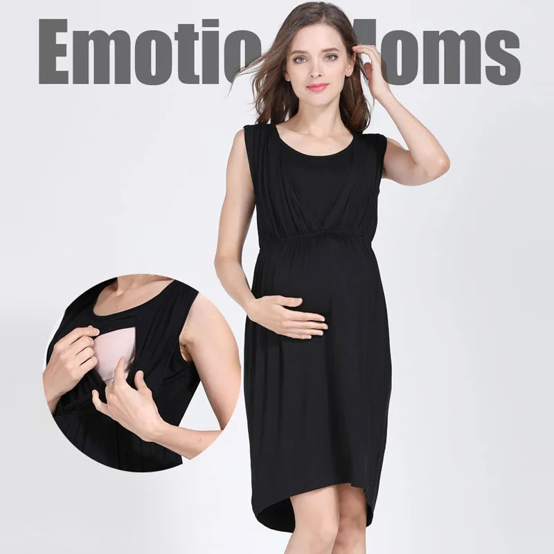 

Maternity Nursing Breastfeeding Dress for Pregnant Women Pregnancy Women Dress Sleeveless Mother Home Clothes Free Shipping