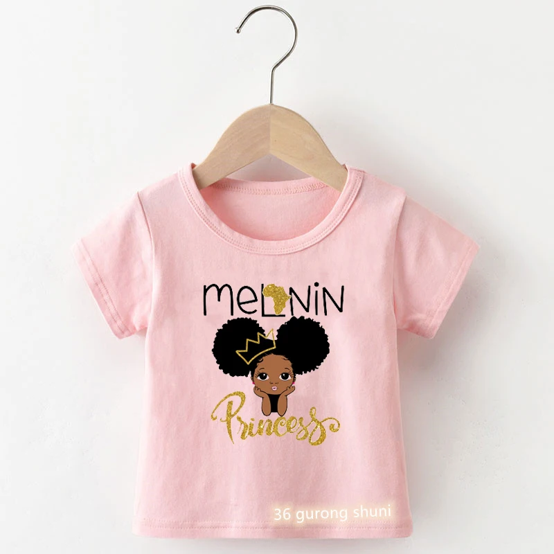 Black History Shirt, Black Girl Fashion, Black Tshirt Cute Girls T-Shirt Summer Girls Pink Short Sleeve Tops Fashion Baby Tshirt