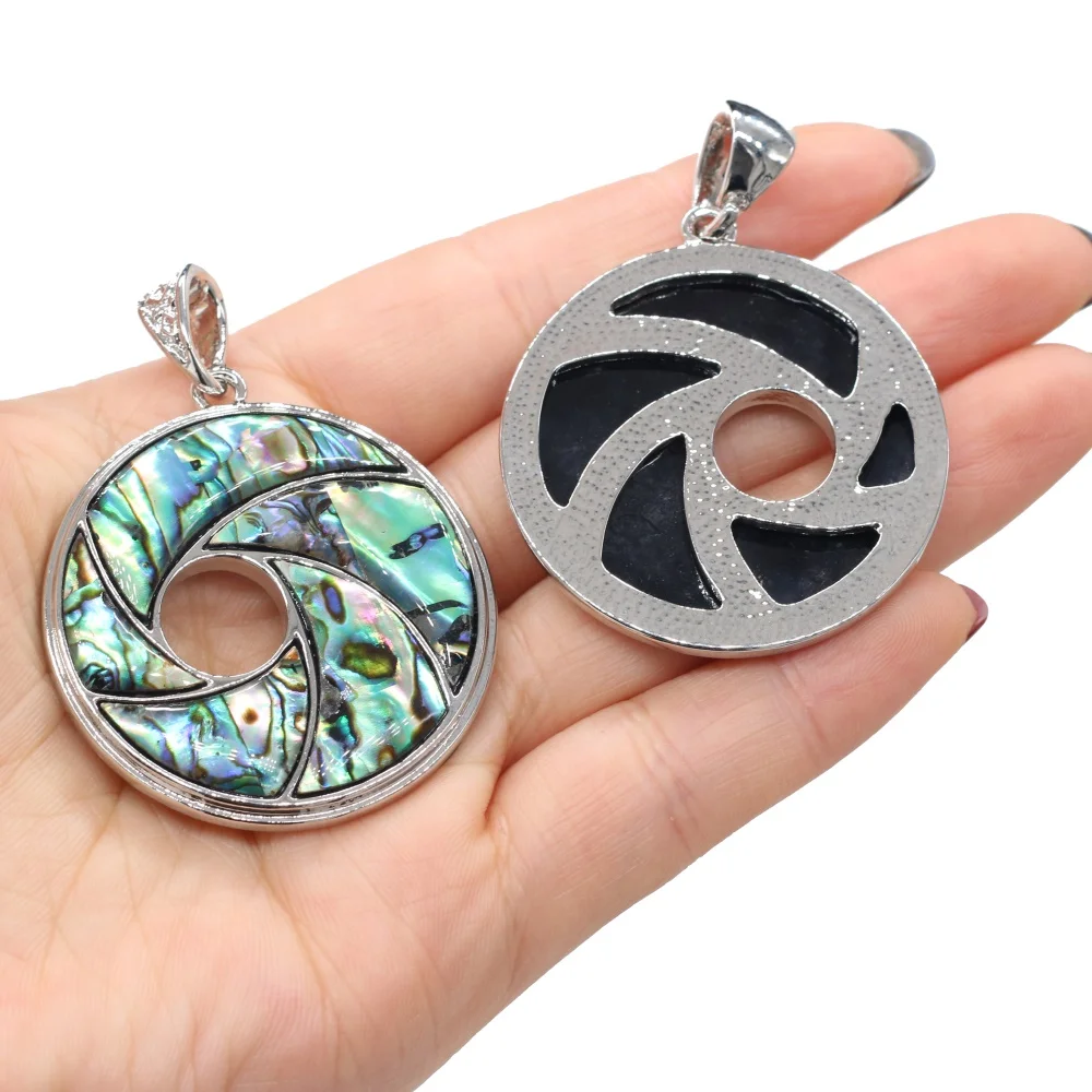 

40mm Round Abalone Shell Pendant Mixed Color Natural Freshwater Shell Charms for Jewelry Making DIY Necklace Earrings Accessory