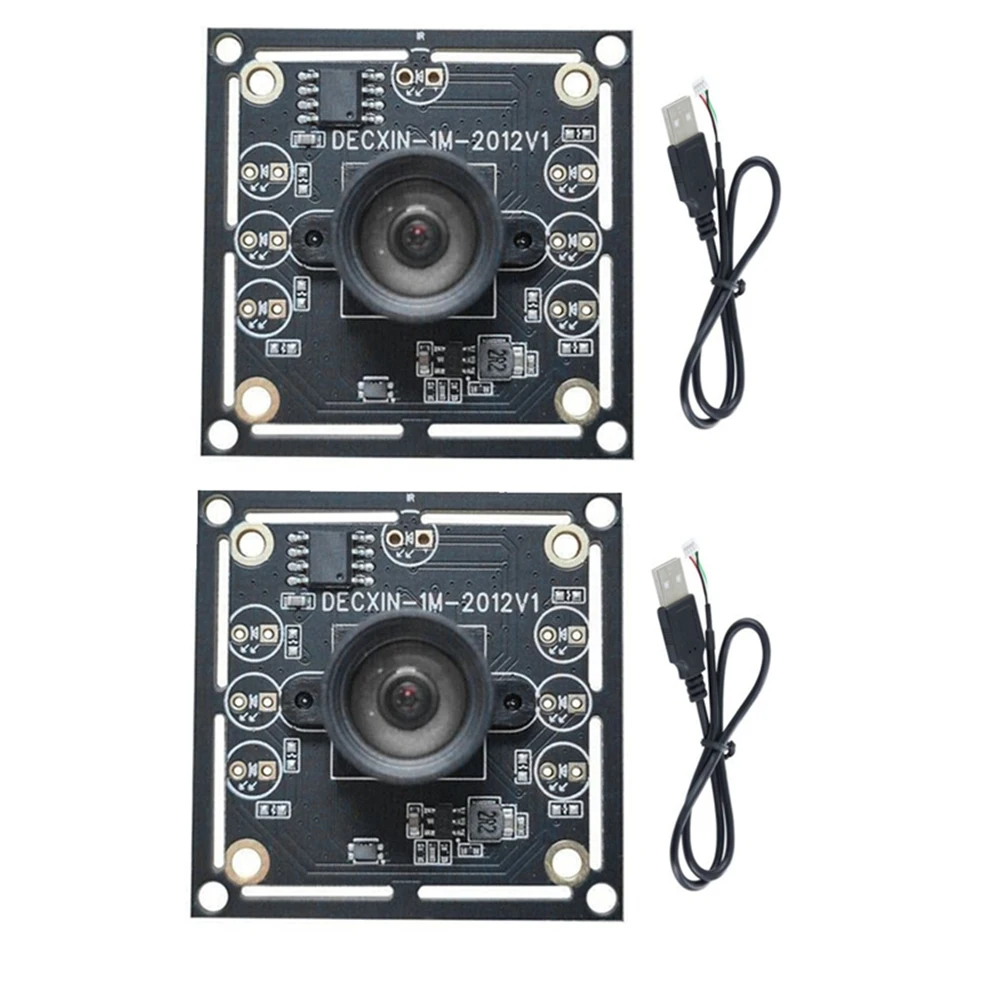 AA91 2PCS 100 Degree Camera Module 1MP OV9732 1280x720 30fps USB Camera Module Drive Free for WinXP/7/8/10 with 60cm Cable