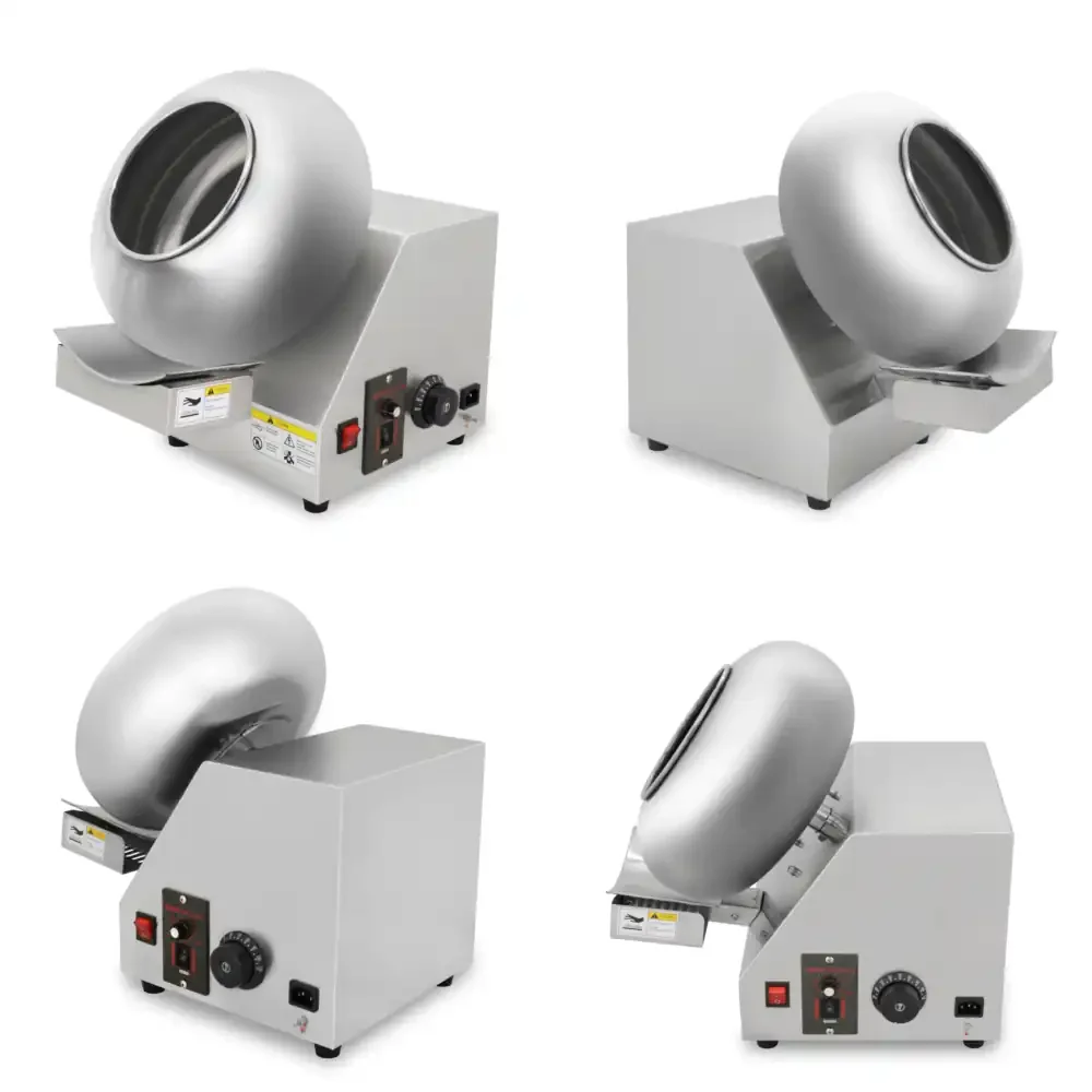 

Industrial 400mm Automatic Nut Coating Machine Commercial Candy Enrobing Equipment 110V 240V Chocolate Melting Machine